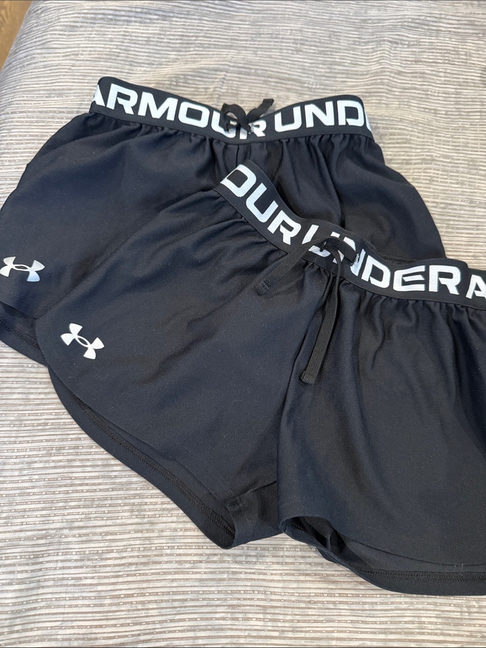 Under Armour Black Girls Athletic Shorts Duo with Logo Waistband